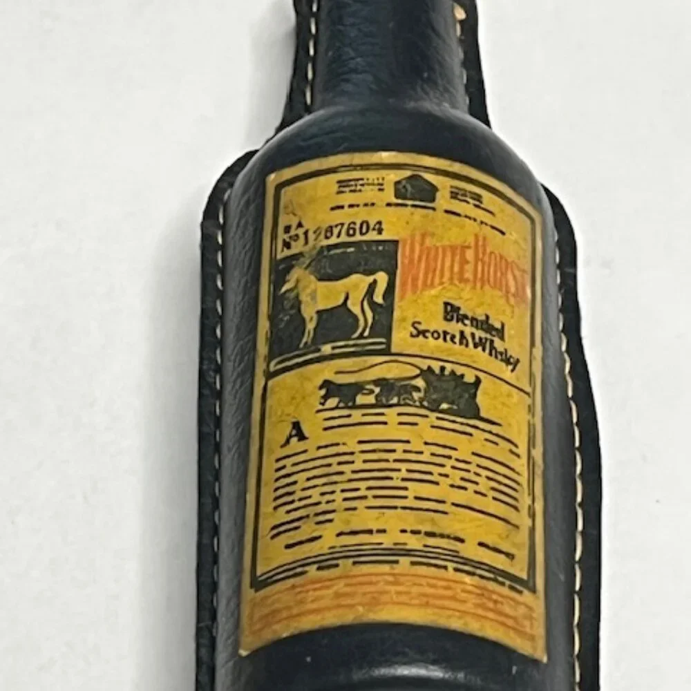 VTG Leather Wine Opener Corkscrew White Horse Blended Scotch Advertising 6.5